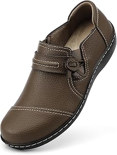 Women\'s Classic Comfort Leather Loafers Cute Slip-Ons Casual Dress Shoes Lightweight Walking Flats Everyday Work Shoes