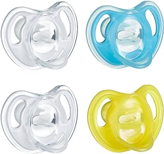 Ultra-Light Silicone Pacifier, Symmetrical One-Piece Design, BPA-Free Silicone Binkies, 6-18m, 4-Count