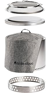 Bonfire Backyard Bundle 2.0 | with Bonfire Smokeless Fire Pit, Stand, Shield, Shelter, Lid, Portable for Wood Burning, Removable Ash Pan, Stainless Steel, H: 16.75in x Dia: 19.5in, 28.25lbs