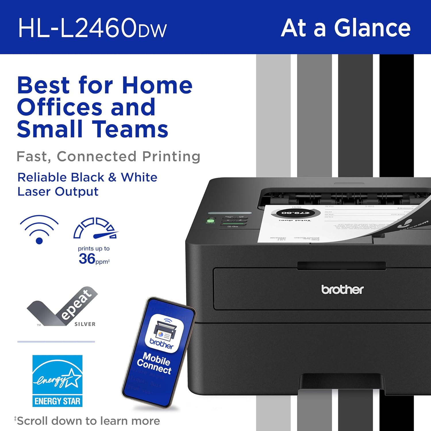 Brother HL-L2460DW Wireless Compact Monochrome ...