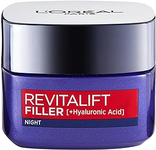 L\'Oréal Paris Revitalift Filler Replumping Anti-Ageing Nachtcrème, gladde rimpels, Hydrateert en hervult de huid met micro- en micro-epidermisch hyaluronzuur, 50 ml