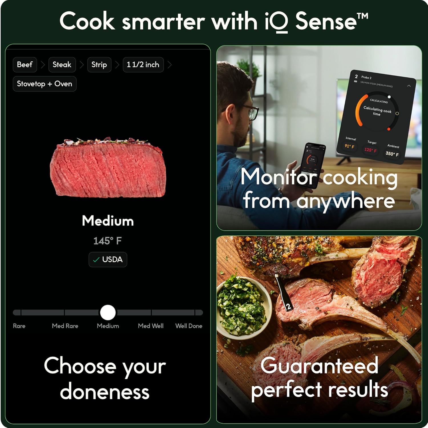 CHEF iQ Sense Smart Wireless Meat Thermometer with 3 ...