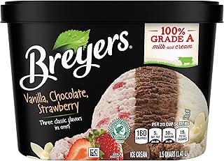 Breyers Original Ice Cream for a Delicious Frozen Treat Vanilla Chocolate Strawberry Made with 100% Grade A Milk and Cream, 1.4 L (Pack of 1)