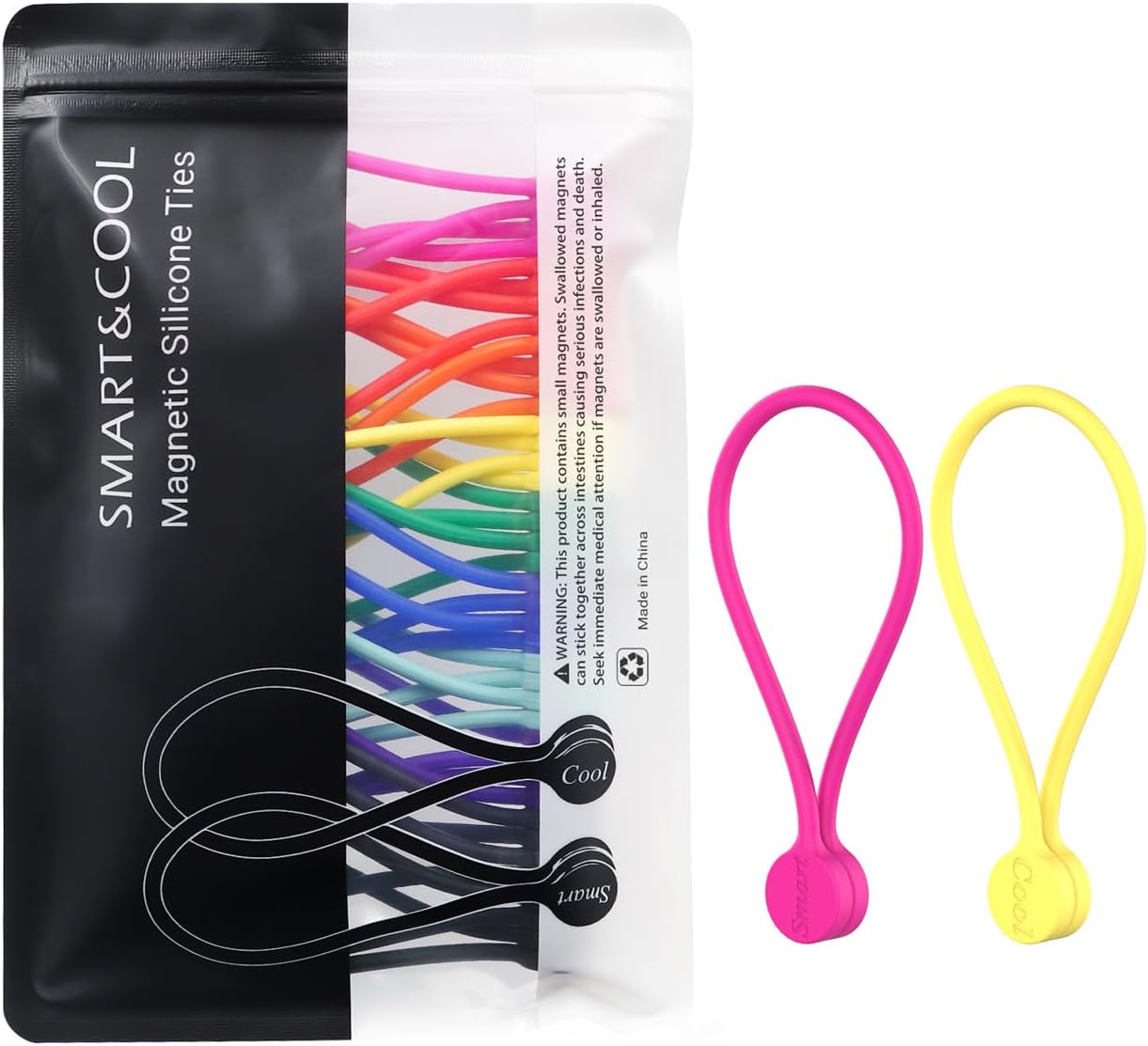 SMART&COOL Reusable Silicone Magnetic Cable Ties for Bundling ...