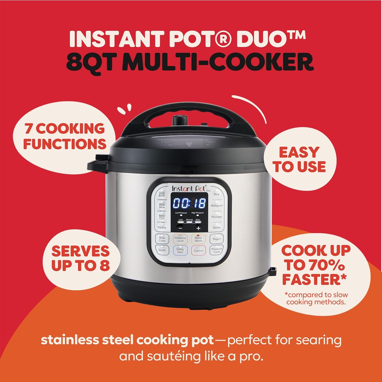 Instant Pot Duo 7-in-1 Electric Pressure Cooker, Slow Cooker, Rice ...