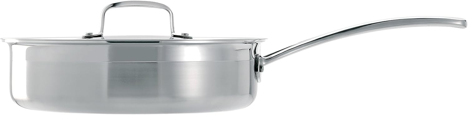 Le Creuset 3-Ply Stainless Steel Sauté pan with Lid, 24 x 6.5 cm ...