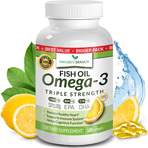 Best Triple Strength Omega 3 Fish Oil Pills - 180 Capsules