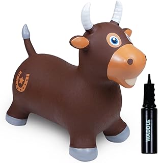 Ride-On Bull Bouncy Horse Kids Toy! Brown Inflatable Hopper Bouncy Bull! Hopping Animal Toy for Kids Boys Girls! Indoor Outdoor Bouncing Horse Riding Activities! (Bull)