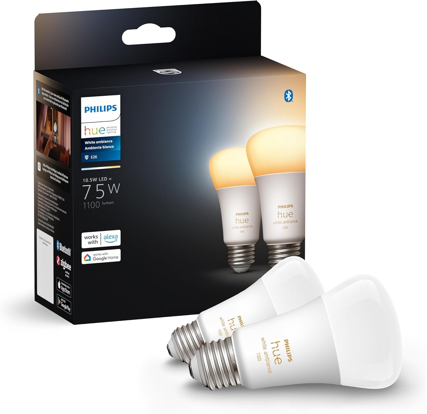 Philips Hue Smart 75W A19 LED Bulb - White Ambiance Warm-to ...