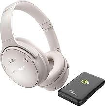 QuietComfort Wireless Noise Cancelling Headphones, Bluetooth Over Ear Headphones with Up to 24 Hours of Battery Life Bundled with Green Extreme Wireless Portable Charger (White Smoke)