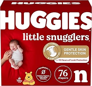 Baby Diapers Size Newborn (up to 10 lbs), 76ct, Huggies Little Snugglers