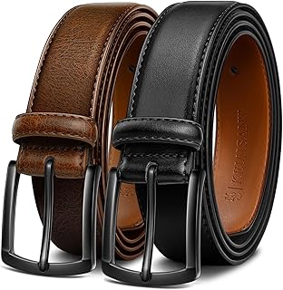 KEMISANT Men Belt 2Pack – Genuine Leather Belt for Men Dress Casual Golf Jeans 1 3/8\