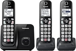 Cordless Phone with Advanced Call Block, Bilingual Caller ID and Easy to Read Large High-Contrast Display, Expandable System with 3 Handsets - KX-TGD813B (Black)