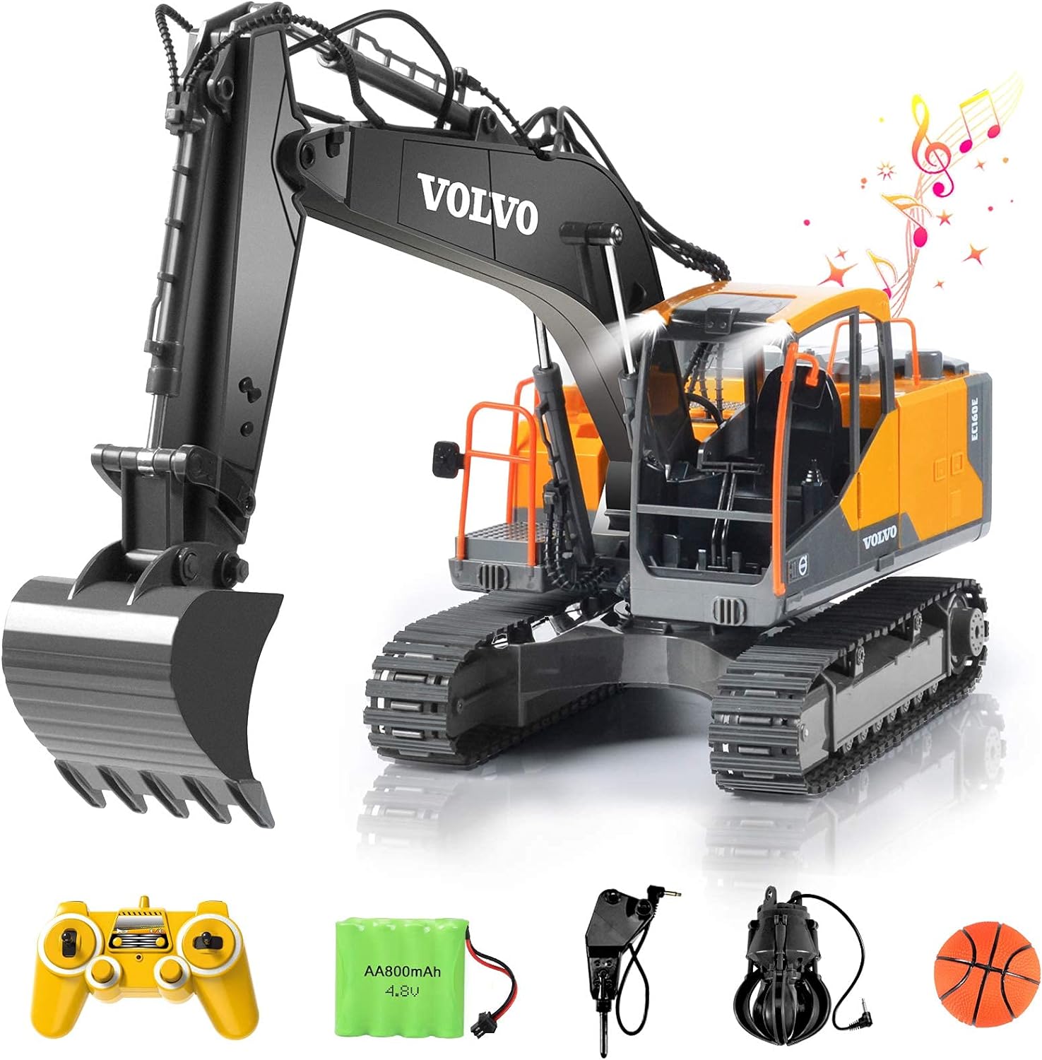 DOUBLE E Volvo RC Excavator 17 Channel 3 in 1 Construction ...