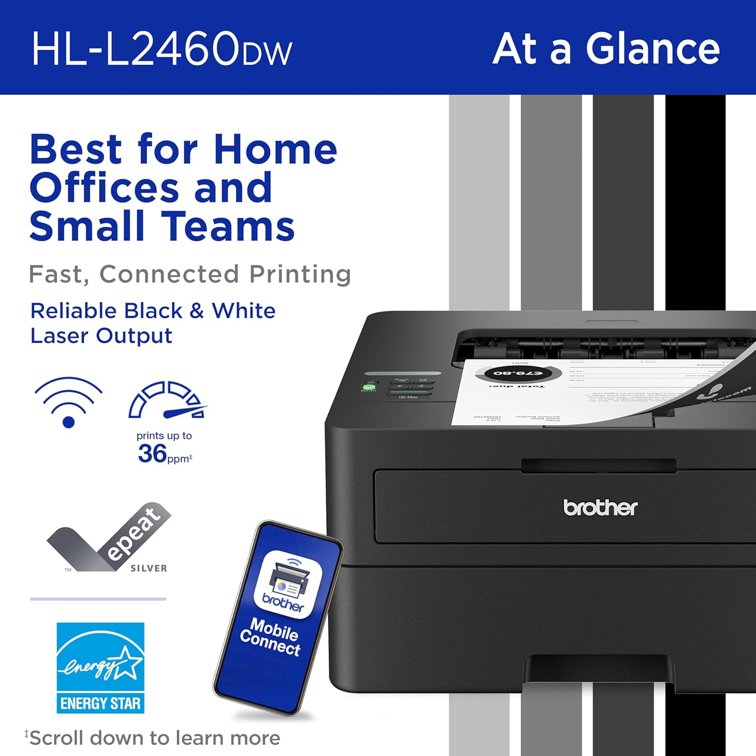 Brother HL-L2460DW Wireless Compact Monochrome ...