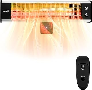 Infrared Patio Heater, Wall-Mounted Electric Heater with Remote Control, 1500W, IP65 Approved, Odorless, Indoor/Outdoor for Patio, Restaurant, Backyard, Garage, Decks