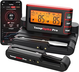 Smart Wireless Meat Thermometer with App, WiFi & Bluetooth BBQ Grill Thermometer with High Precision, Waterproof & Heat-Resistant Probes, Rechargeable Base with Display for BBQ Smoker Oven