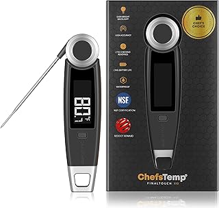 Finaltouch X10 Instant Read Digital Meat Thermometer NSF Certified Waterproof Professional for Cooking Grilling BBQ Baking Candy Oil with Rotating Probe and Backlit Display - Charcoal Gray
