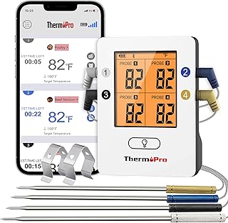 TP25 650FT Wireless Meat Thermometer with 4 Probes, Bluetooth Meat Thermometer for Cooking, BBQ Oven Food Smoker Thermometer Rechargeable