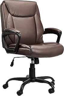 Classic Puresoft PU Padded Mid-Back Height Adjustable Office Computer Desk Chair with Armrest, 25.75\