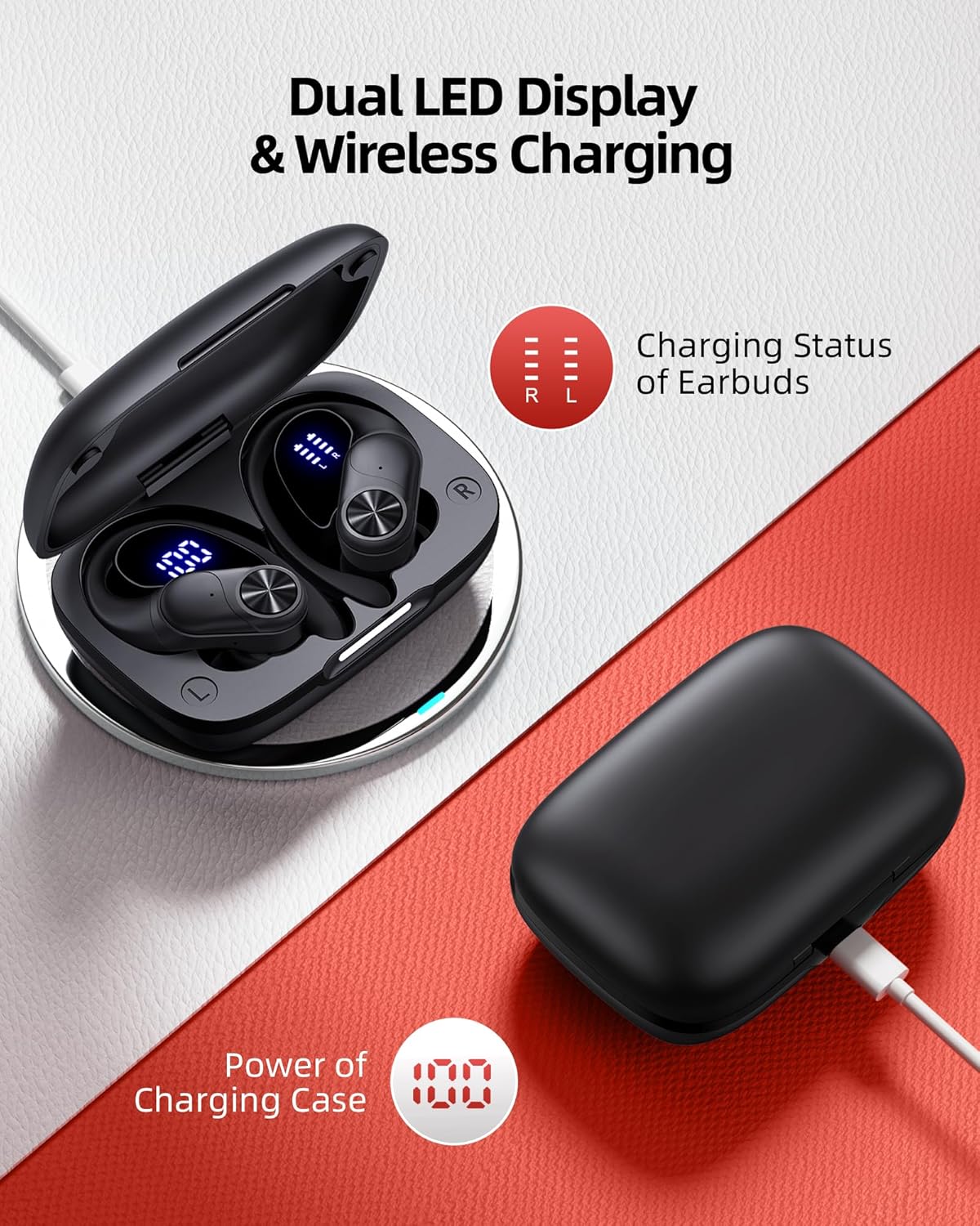PocBuds Bluetooth Headphones Wireless Earbuds 80hrs ...