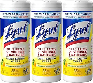 Lysol Disinfecting Wipes, Lemon & Lime Blossom, White 35 Count (Pack of 3)