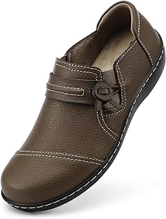 Women\'s Classic Comfort Leather Loafers Cute Slip-Ons Casual Dress Shoes Lightweight Walking Flats Everyday Work Shoes