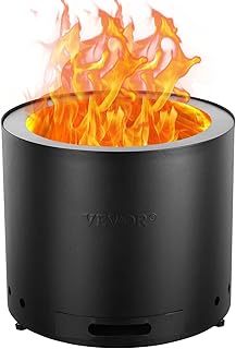 15 inch Smokeless Fire Pit Stove Bonfire, Wood Burning Fireplaces with Removable Ash Pan, SUS430 Stainless Steel Inner Portable Outdoor Firepit, Ideal for Outdoor Patio Camping High 12.6 inch