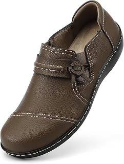 Women\'s Classic Comfort Leather Loafers Cute Slip-Ons Casual Dress Shoes Lightweight Walking Flats Everyday Work Shoes
