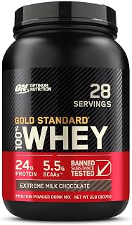Gold Standard 100% Whey Protein Powder, Extreme Milk Chocolate, 2 Pound (Pack of 1) (Packaging May Vary)