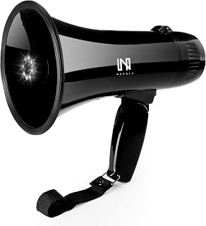 20W Megaphone bullhorn Speaker with LED, | Loud Spekaer with Siren, Recording and 3.5mm Aux Interface | Mega Phone Design for Outdoors and Safety Drills(Black)
