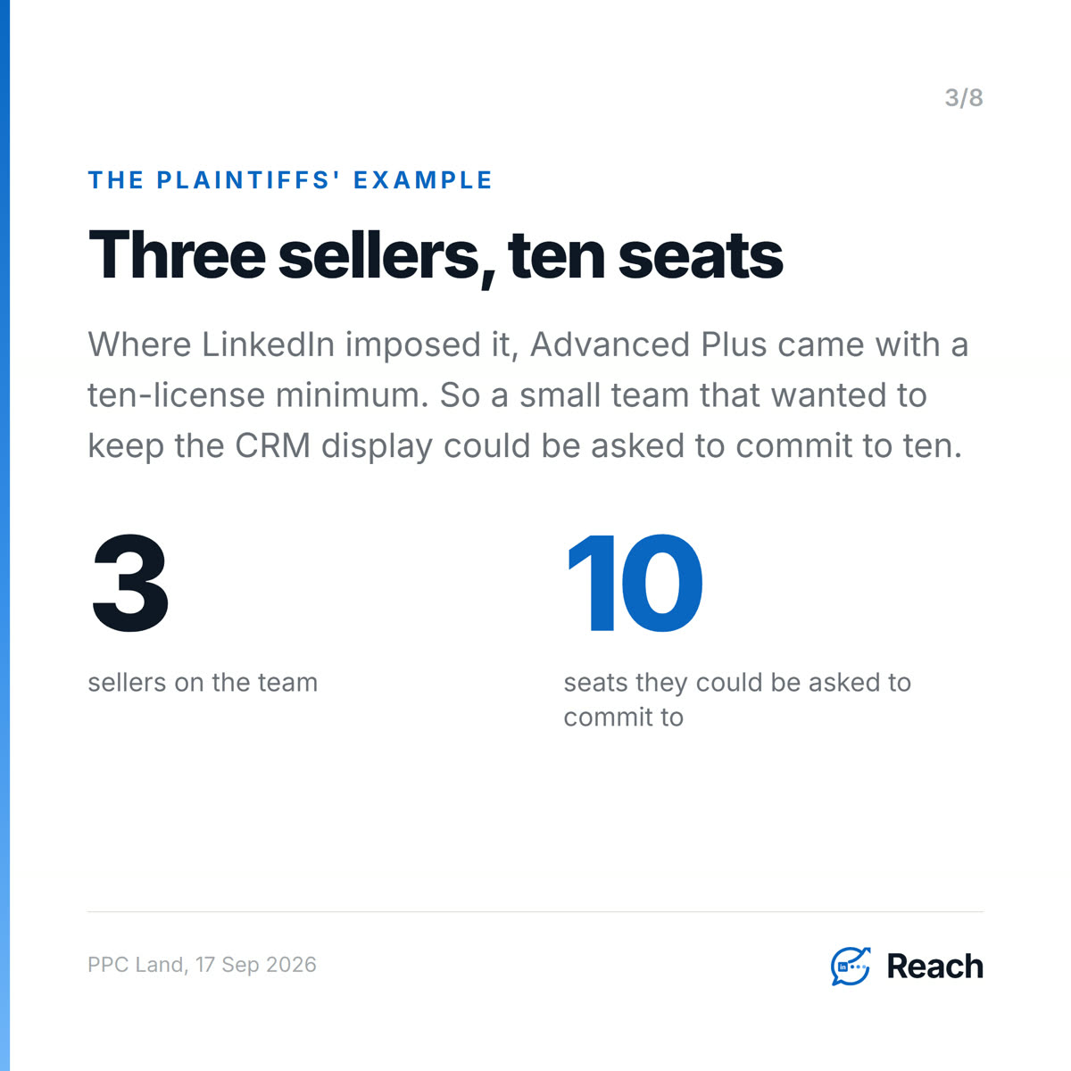 Three sellers, ten seats