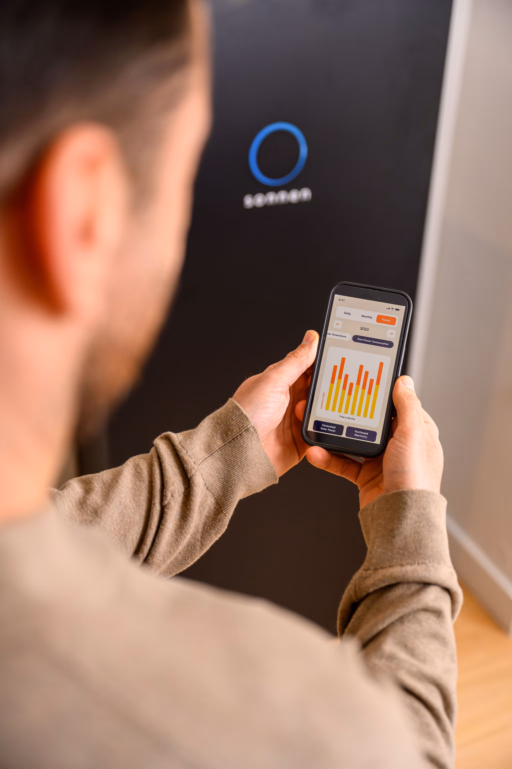 Klant met sonnen thuisbatterij en Powerselect slimme aansturing app