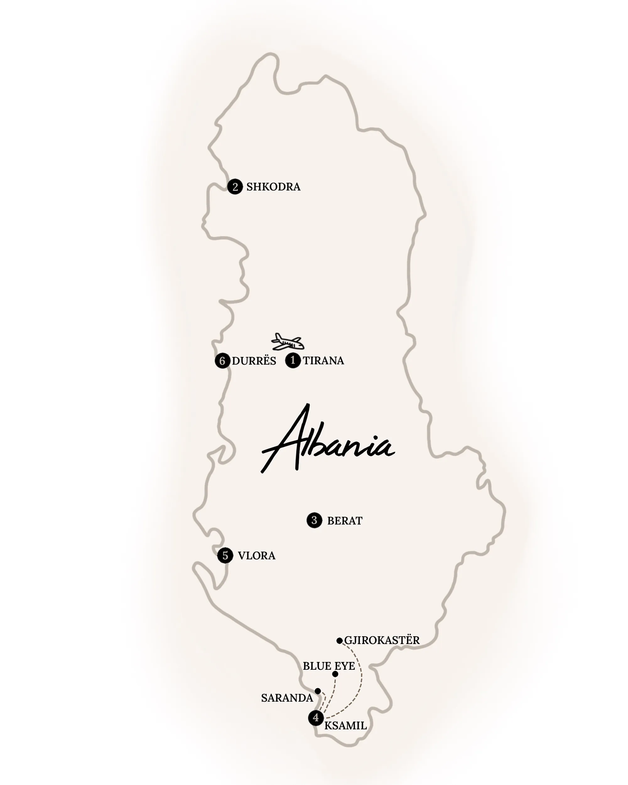 Albania Road trip map