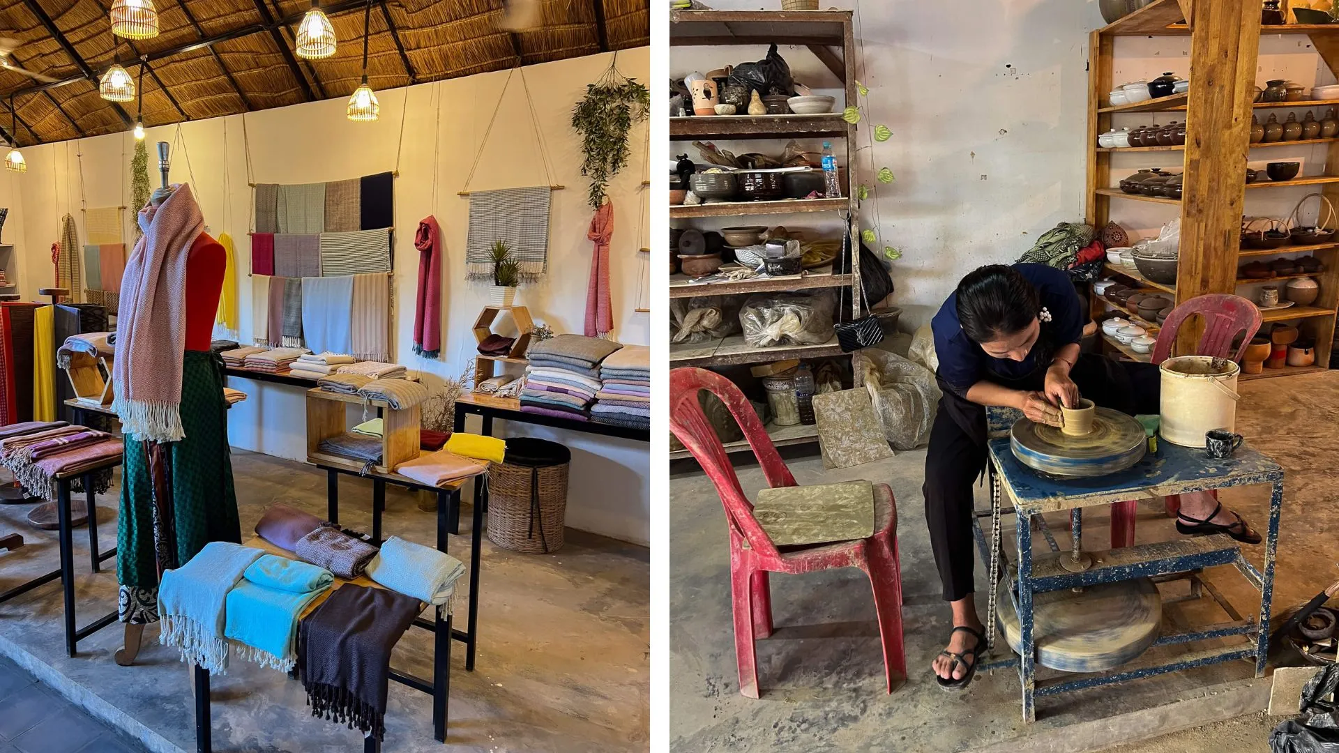 Kunsthandwerkerin im Fair Trade village Siem Reap