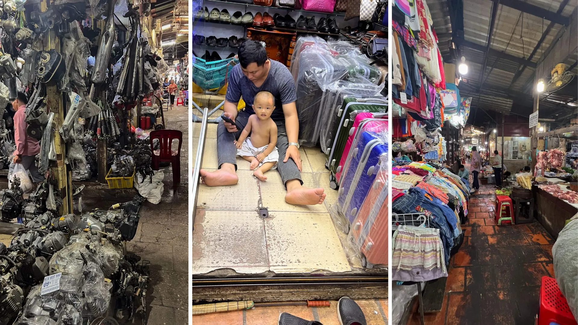 Verkäufer mit Baby auf der Russian market