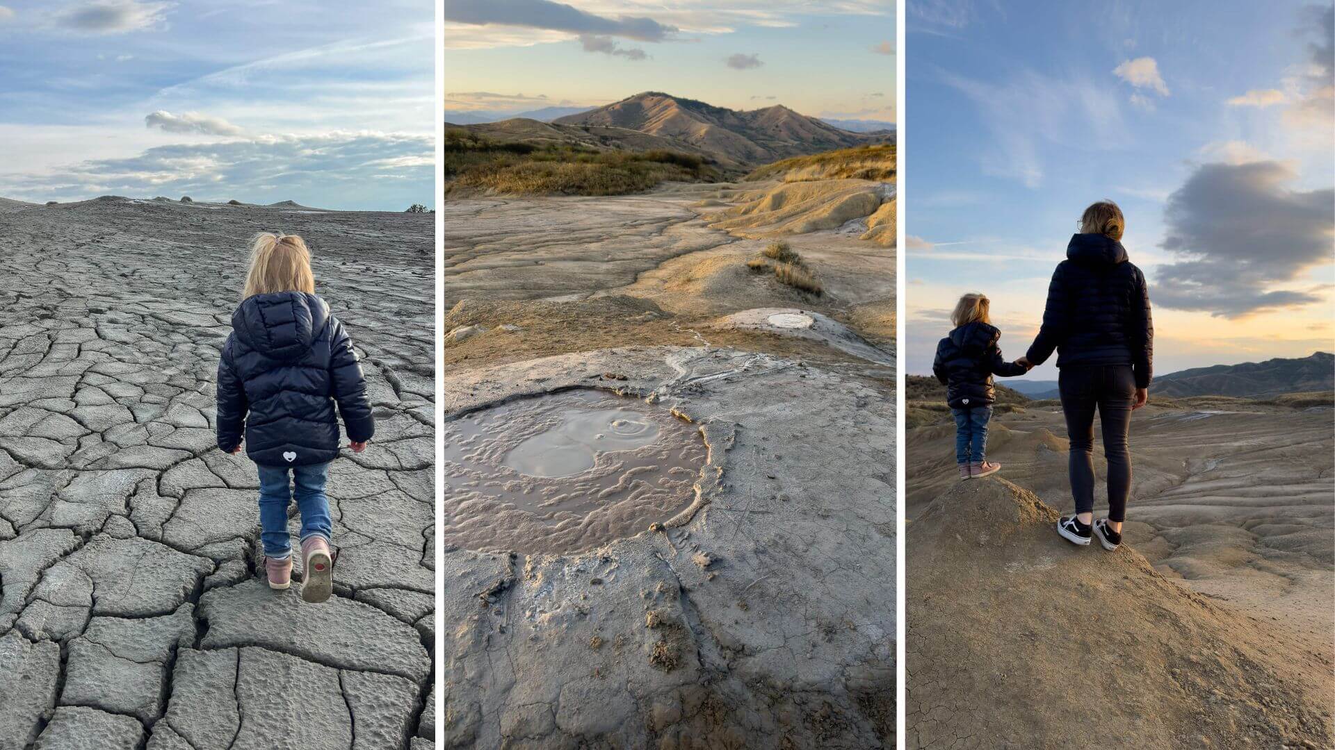 Schlammvulkane von Berca zum Sonnenuntergang