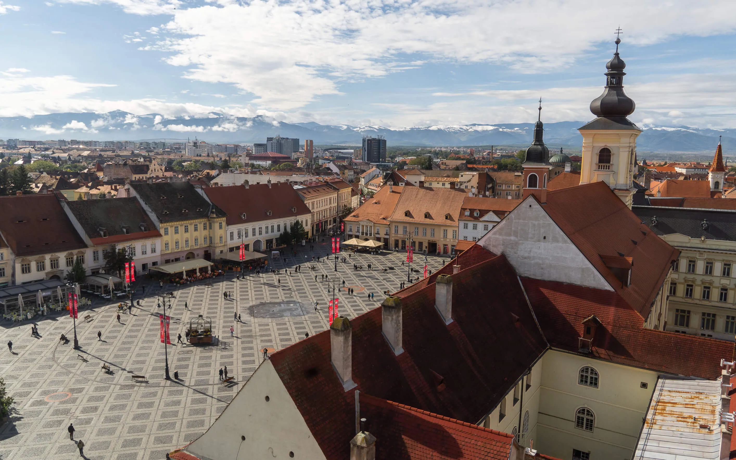 Der Große Ring von Sibiu von oben