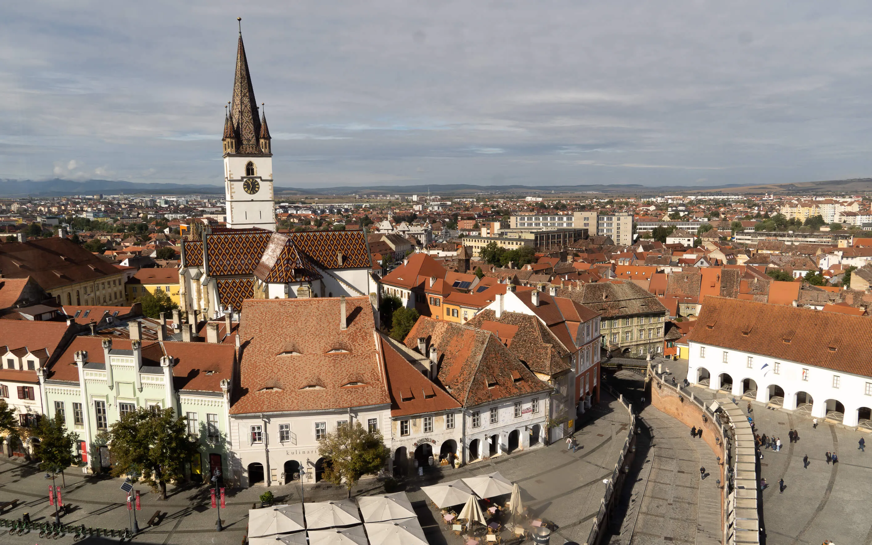 Rumänien Aussicht vom Ratsturm auf Sibiu