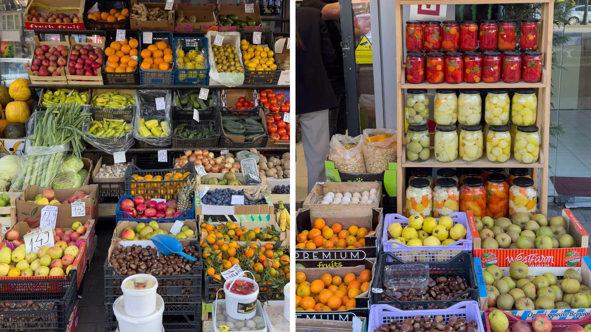 Auslage auf dem Green Market in Pristina