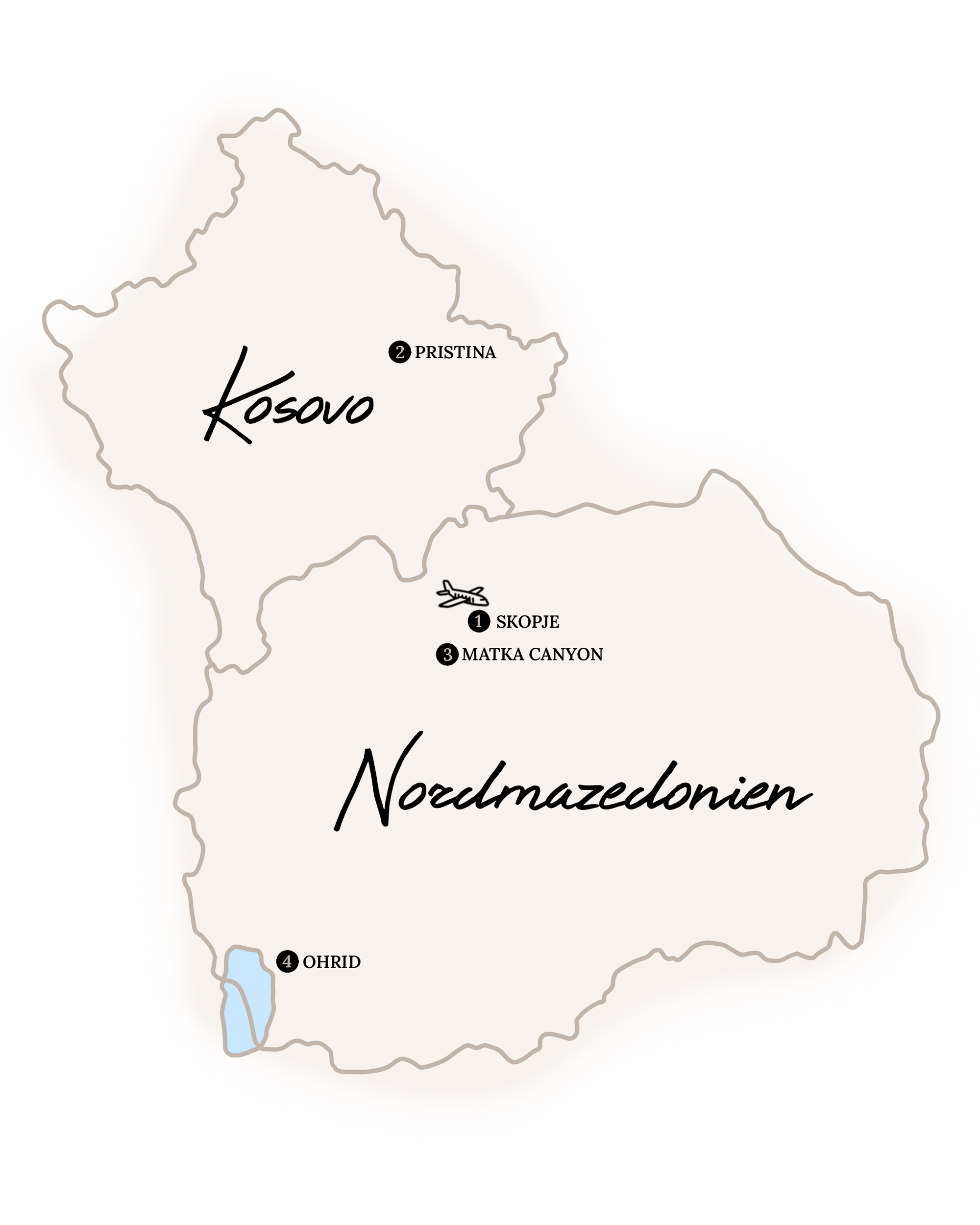 Nordmazedonien Rundreise Karte