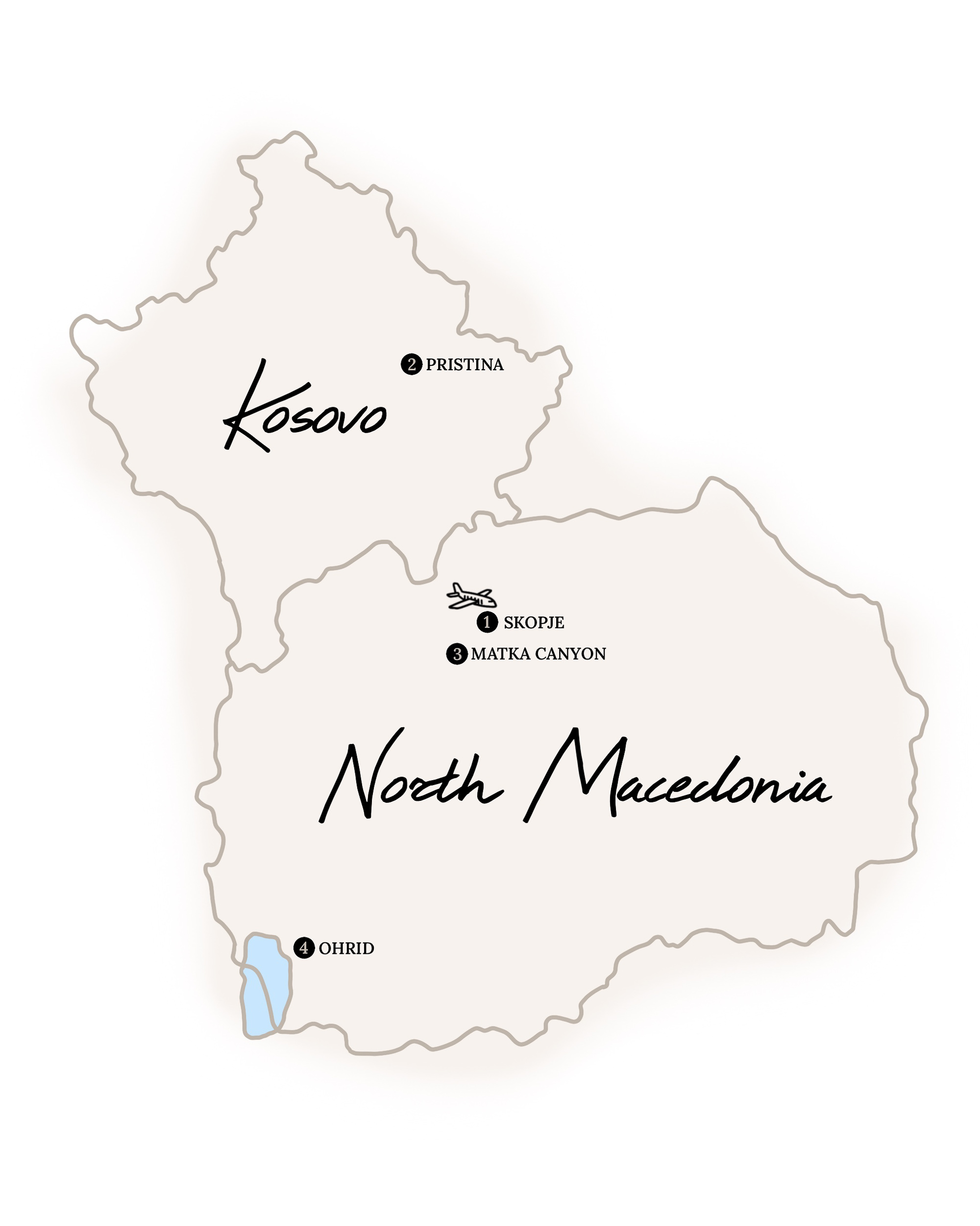 North Macedonia Rod trip Route