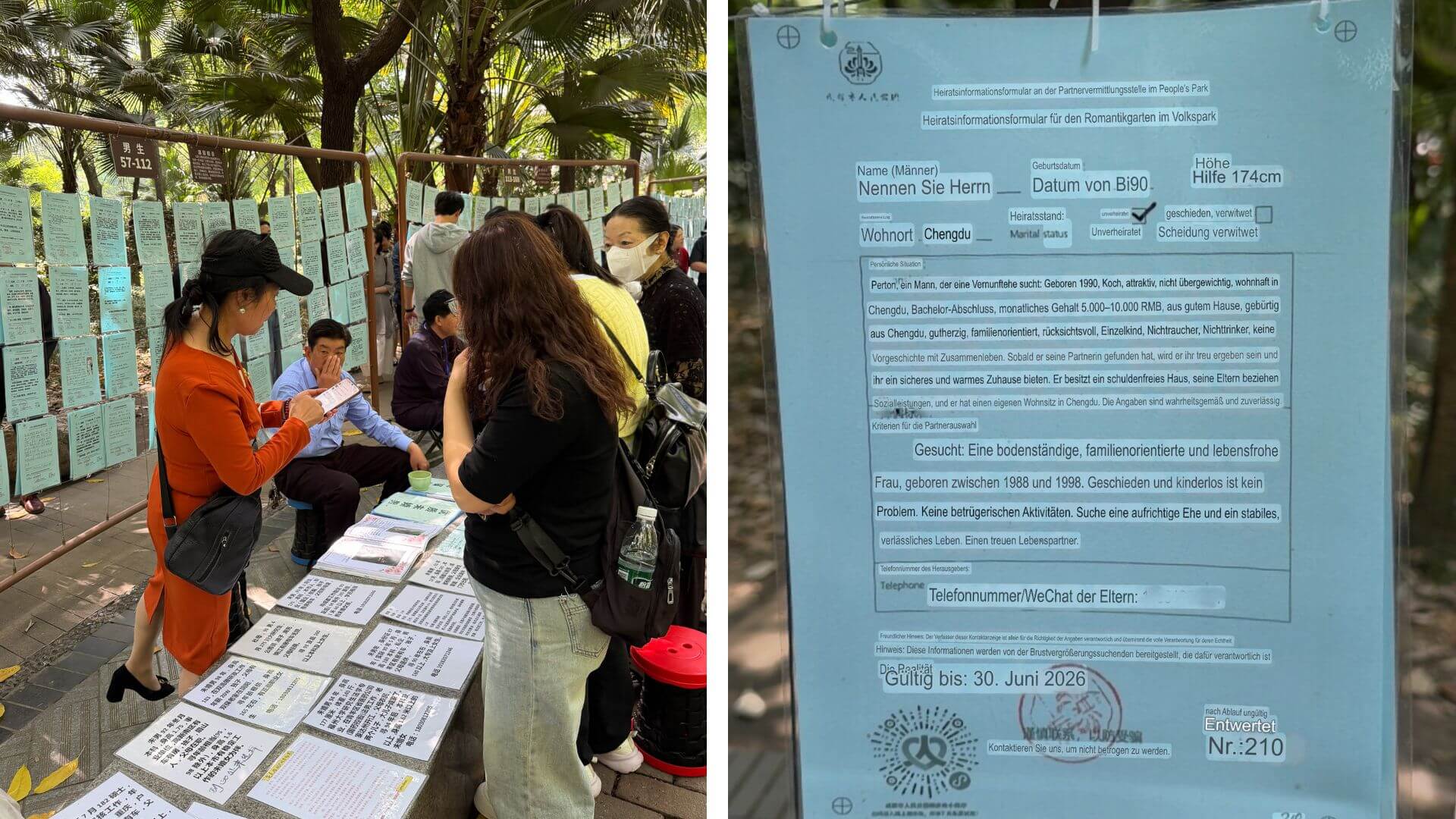Frauen im Heiratsmarkt im Peoples Park Chengdu
