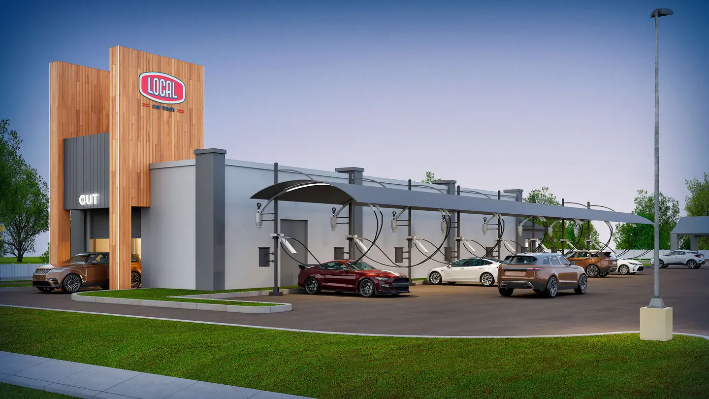 Rendering of a car wash with a vacuum station