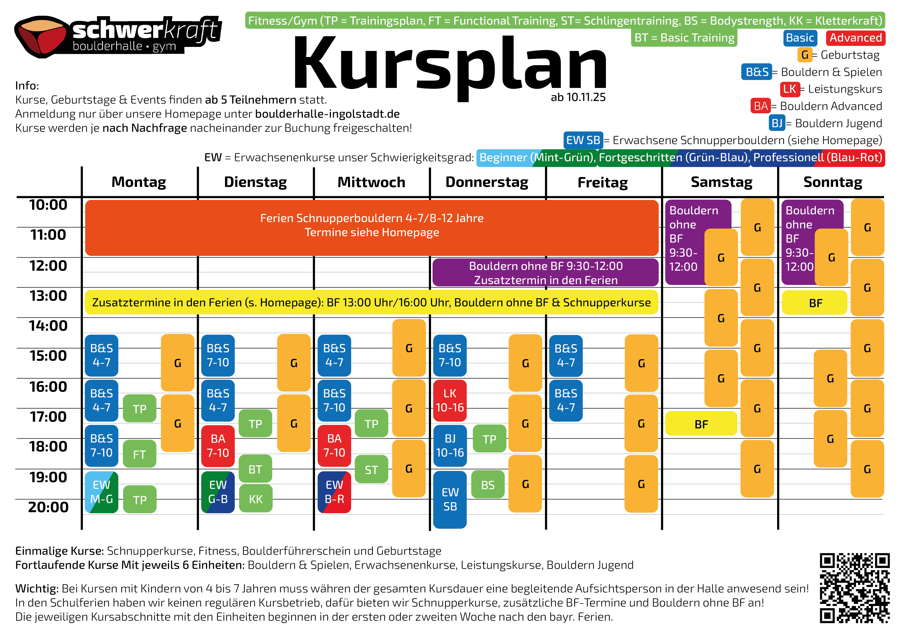 Kursplan ab 10.11.25