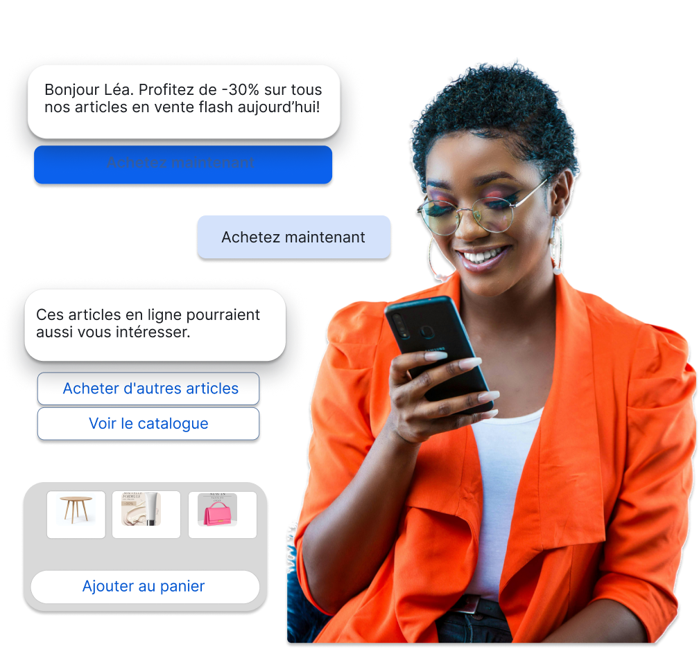 Smiling woman looking at her phone 