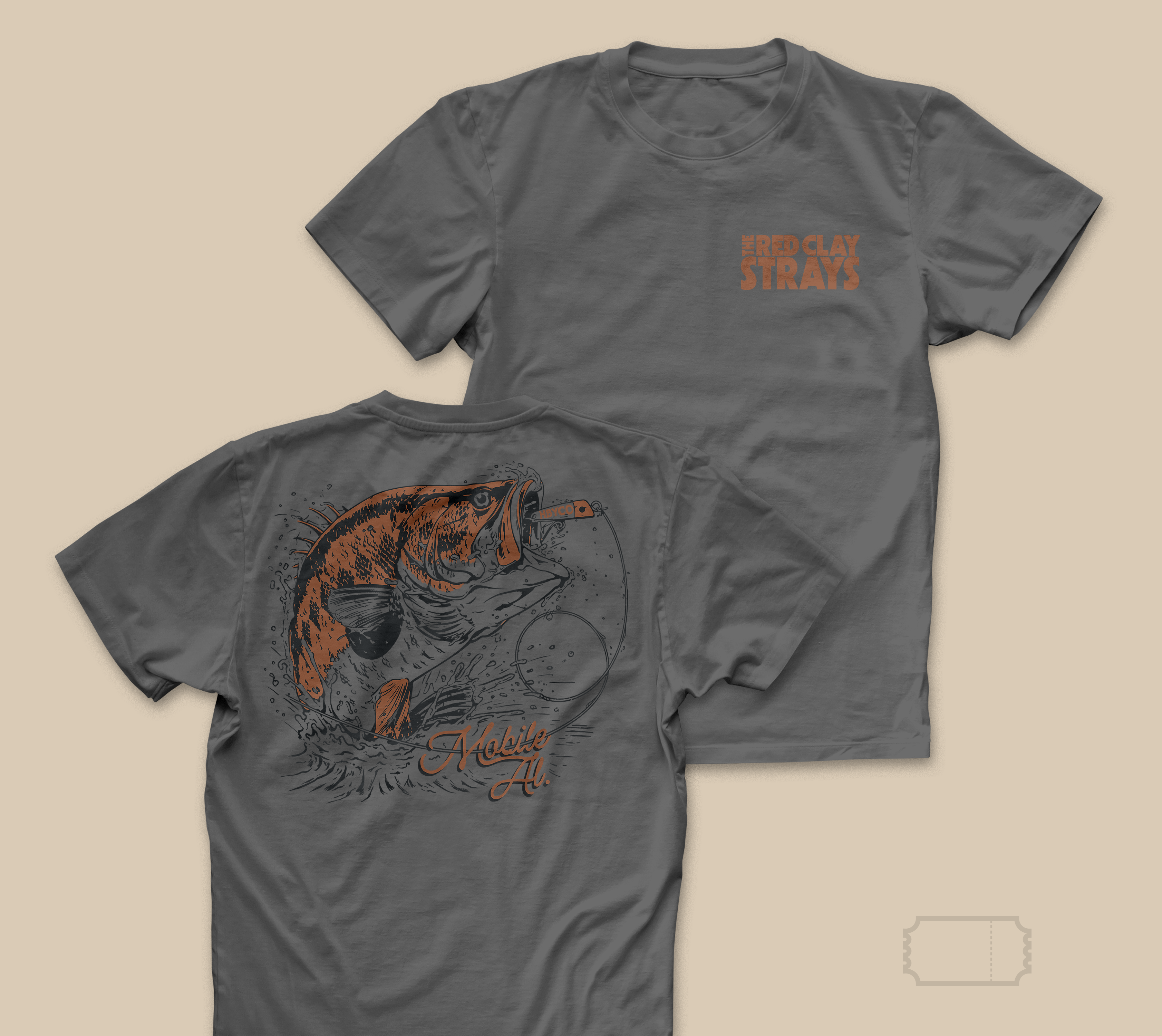Red Clay Strays | HBYCO | Bass Fishing | T-Shirt | Grey