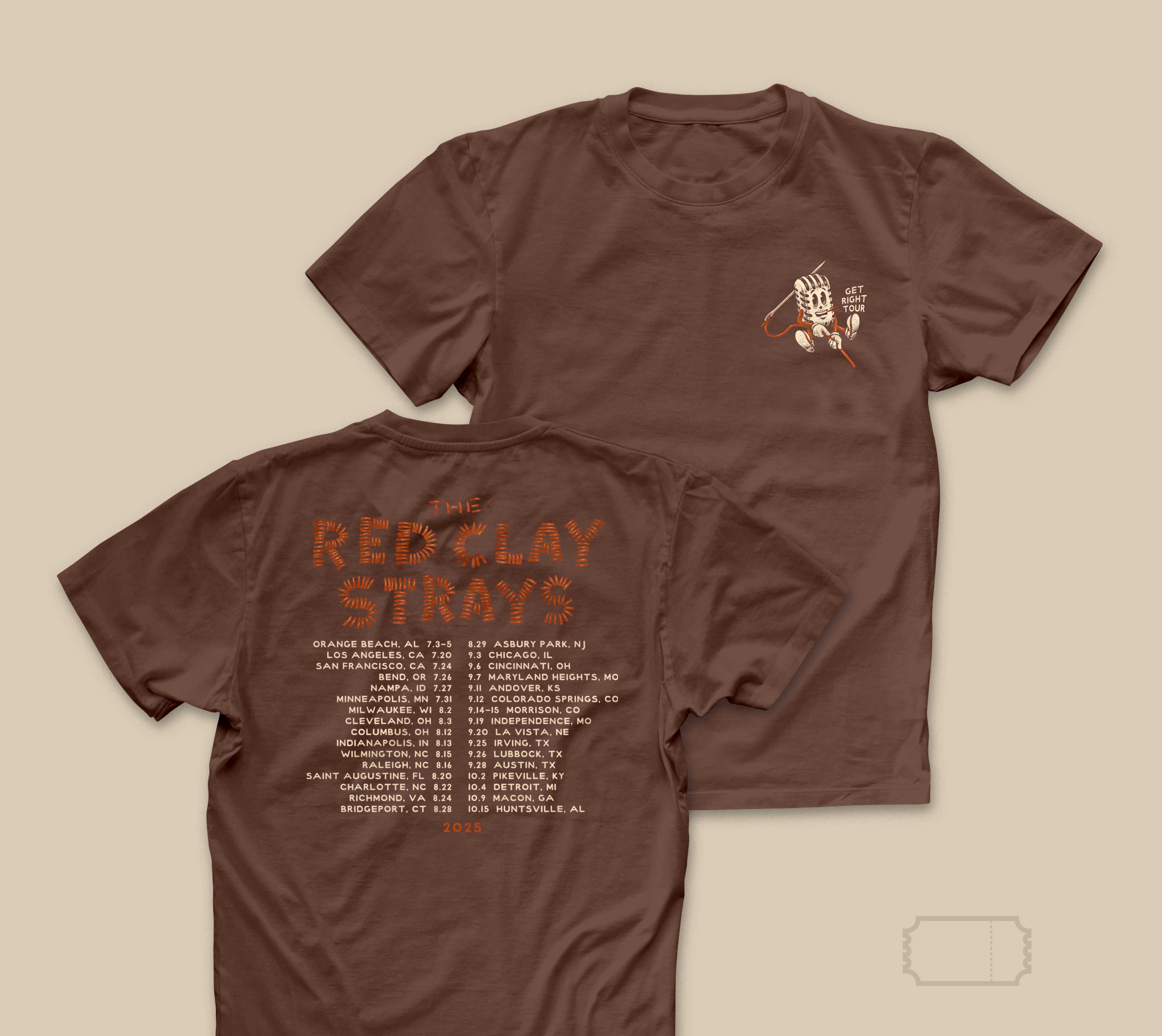 Red Clay Strays | Vintage | Get Right Tour | T-Shirt | Mic Man | Espresso