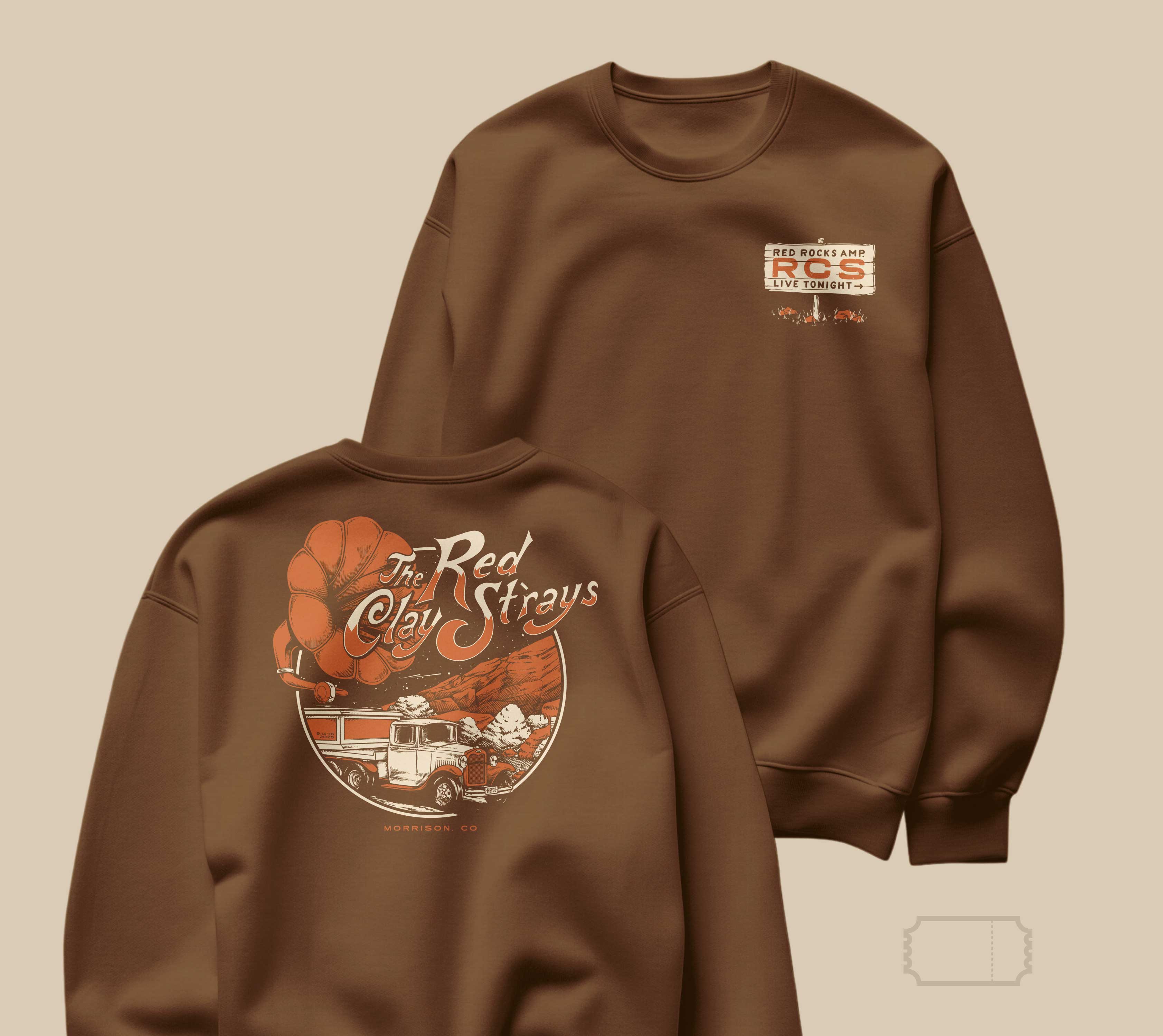 Red Clay Strays | Vintage | Red Rocks CO | Sweatshirt Crewneck | Duck Brown