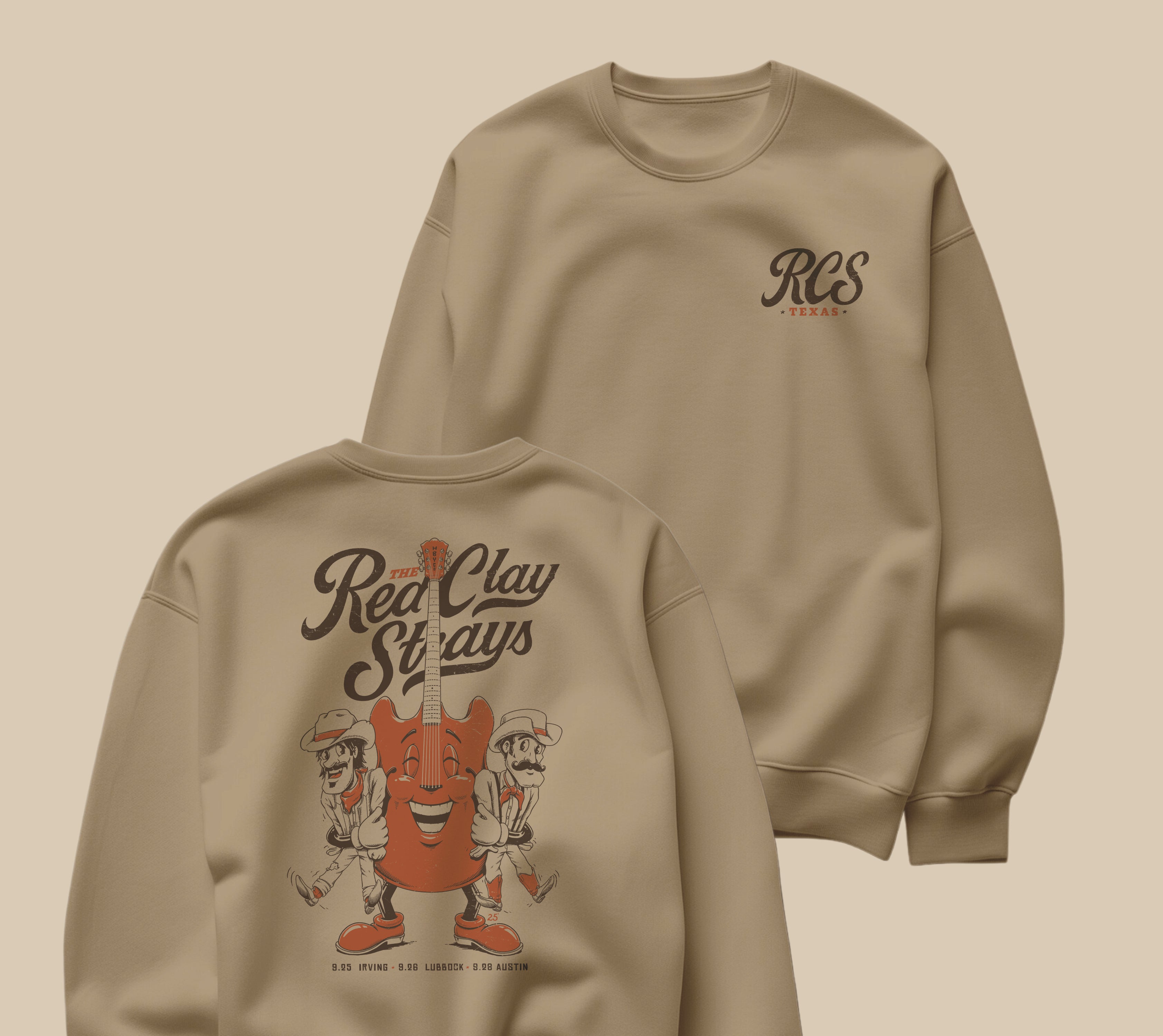 Red Clay Strays | Tour | Texas | Sweatshirt Crewneck | Desert Tan